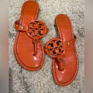 Tory Burch Miller Orange Leather Sandals